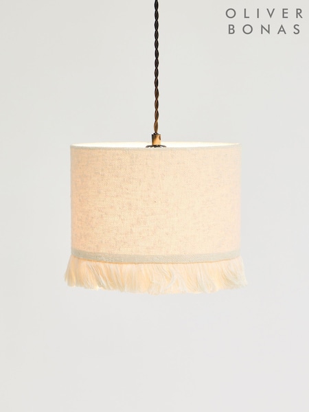 Oliver Bonas Multi Alma Boucle & Tassel Drum Pendant Lamp Shade Small (AK4156) | €40