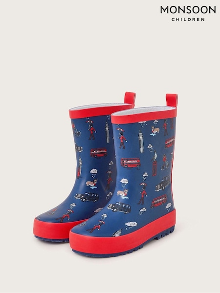 Monsoon Blue London Print Wellies (AK4200) | 114 QAR