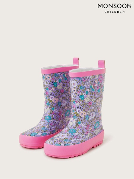 Monsoon Pink Floral Bunny Print Wellies (AK4202) | €30