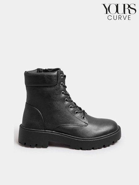 Yours Curve Black Wide Fit Extra Wide Fit Chunky Lace Up Boots (AK4216) | €79