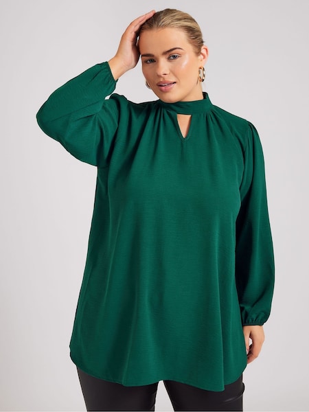 Zelená - Yours Curve London Dlouhý rukáv Keyhole Halenky (AK4221) | 1 430 Kč