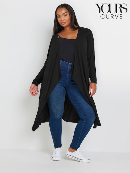 črna - Yours Curve Waterfall Midaxi Cardigan (AK4246) | € 38