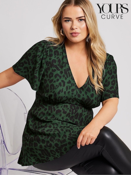 Yours Curve Green London V-Neck Blouse (AK4250) | €50