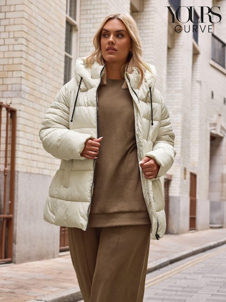 Yours Curve Cream Sporty Short Coat (AK4255) | ₪327