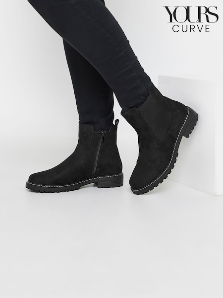 Yours Curve Black Extra-Wide Fit Casual Chelsea Boots (AK4263) | R$ 535
