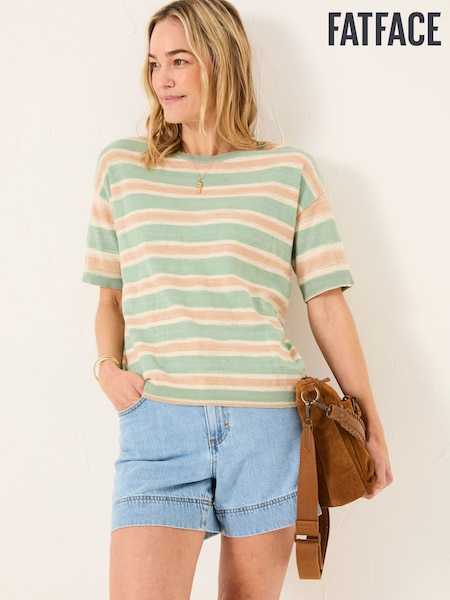 FatFace Teal Blue Space Dye Stripe Short Sleeve T Shirt (AK4323) | 2,884 UAH