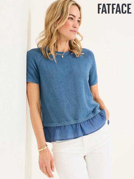 FatFace Lena Blue Laundered Woven Knit Top (AK4324) | 3,124 UAH