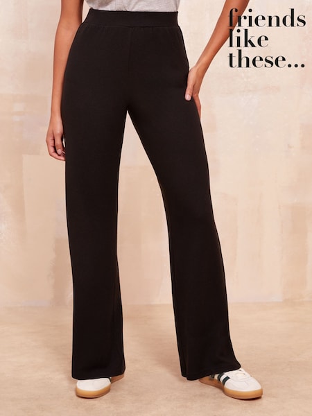 Friends Like These Black Petite Cosy Wide Leg Trousers (AK4346) | €21