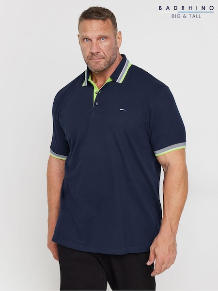 BadRhino Big & Tall Blue 100% Cotton Plain Polo Shirt (AK4367) | R$ 255