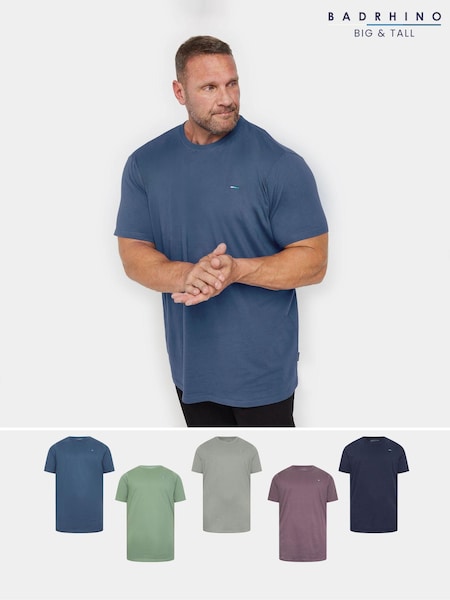 BadRhino Big & Tall Blue 100% Cotton T-Shirts 5 Pack (AK4369) | €69