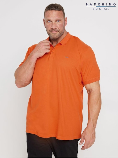 برتقالي - BadRhino Big & Tall 100% Cotton Plain Polo Shirt (AK4391) | ‏116 د.إ.‏