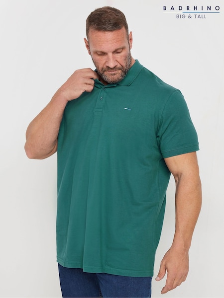 BadRhino Big & Tall Green 100% Cotton Long Plain Polo Shirt (AK4393) | R$ 195