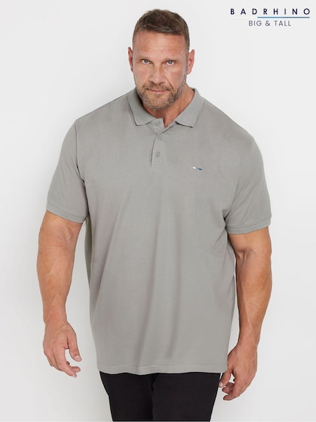 BadRhino Big & Tall Grey 100% Cotton Plain Polo Shirt (AK4404) | 99 QAR