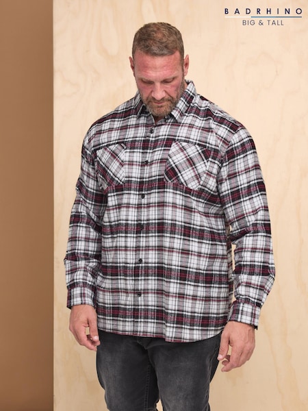 Negro - BadRhino Big & Tall 100% Cotton Brushed Check Shirt (AK4412) | 42 €