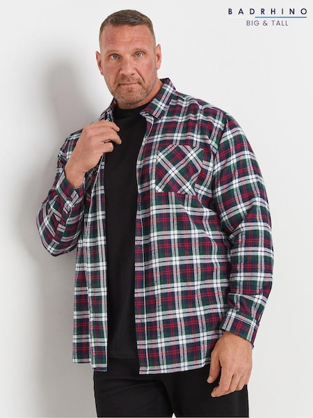 BadRhino Big & Tall Red 100% Cotton Brushed Check Shirt (AK4416) | ₪151