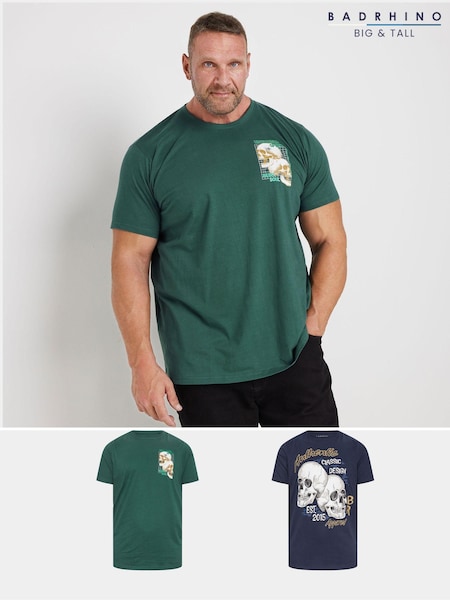 BadRhino Big & Tall Skull Prinited 100% Cotton T-Shirts 2 Pack (AK4418) | 45 €