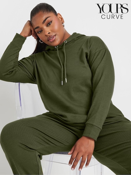 أخضر - Yours Curve Ribbed Hoodie (AK4436) | ‏157 د.إ.‏