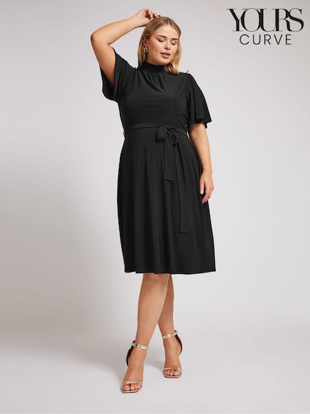 Yours Curve London High Neck Belted Skater Dress (AK4437) | 350 LEI