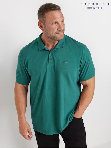 BadRhino Big & Tall Green 100% Cotton Plain Polo Shirt (AK4438) | R$ 195