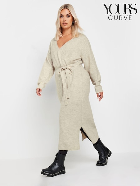 Yours Curve Natural Wrap Jumper Dress (AK4439) | $70