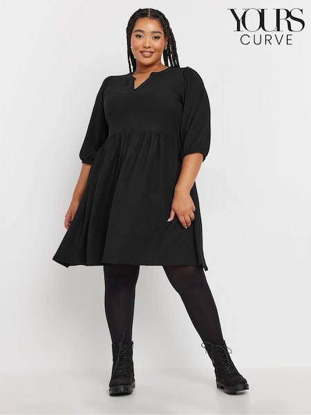 Yours Curve Black Textured Short Dress (AK4449) | €42