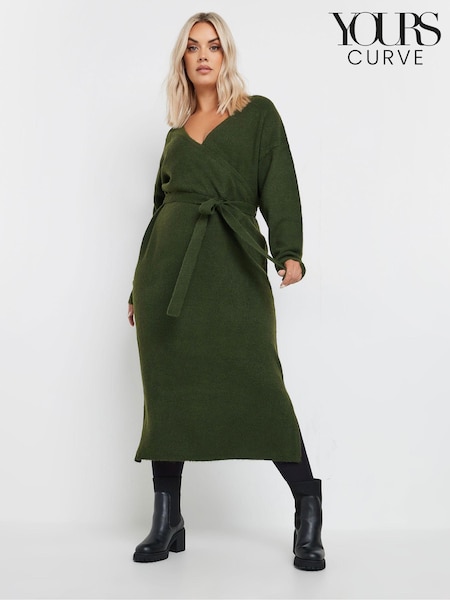 Yours Curve Green Wrap Jumper Dress (AK4453) | AED239