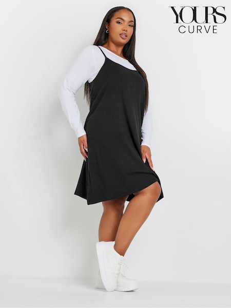 Yours Curve Long Sleeve Pinafore Dress (AK4460) | ‏198 د.إ.‏