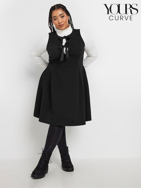 Черный - Yours Curve Crew Neck Double Bow Pinafore Dress (AK4468) | €45
