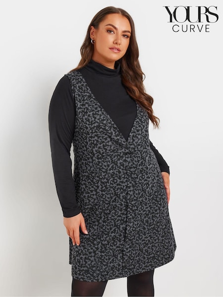 Yours Curve Button Down Pinafore Dress (AK4487) | €54