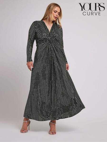 Yours Curve London Sequin Metallic Twist Front Dress (AK4491) | 36 €