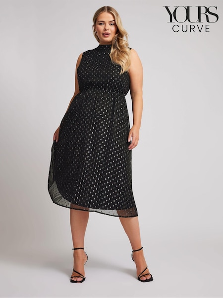 Yours Curve London Metallic Dobby Bow Back Dress (AK4495) | €76