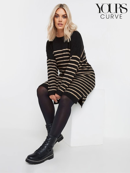Yours Curve Black Stripe Tunic Jumper Dress (AK4499) | €53