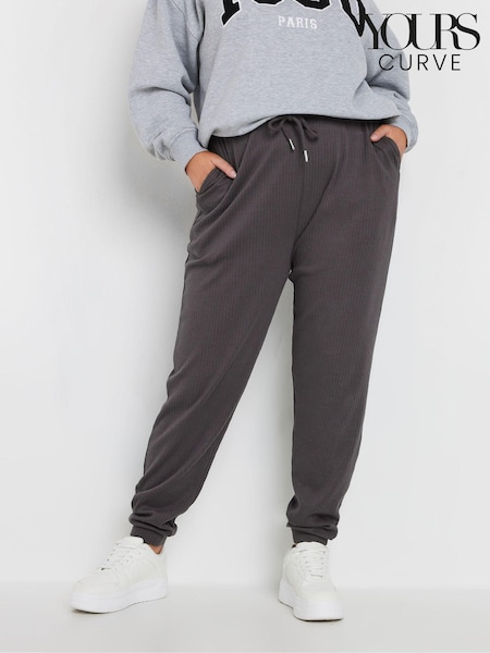 Yours Curve Grey Ribbed Joggers (AK4502) | €39