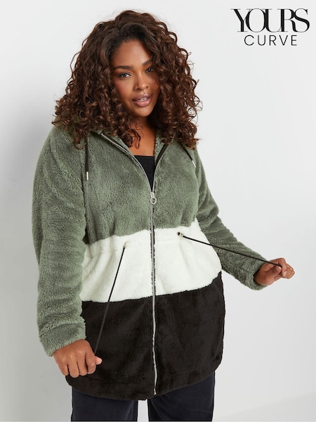 Yours Curve Charcoal Black Colour Block Jacket (AK4509) | €45