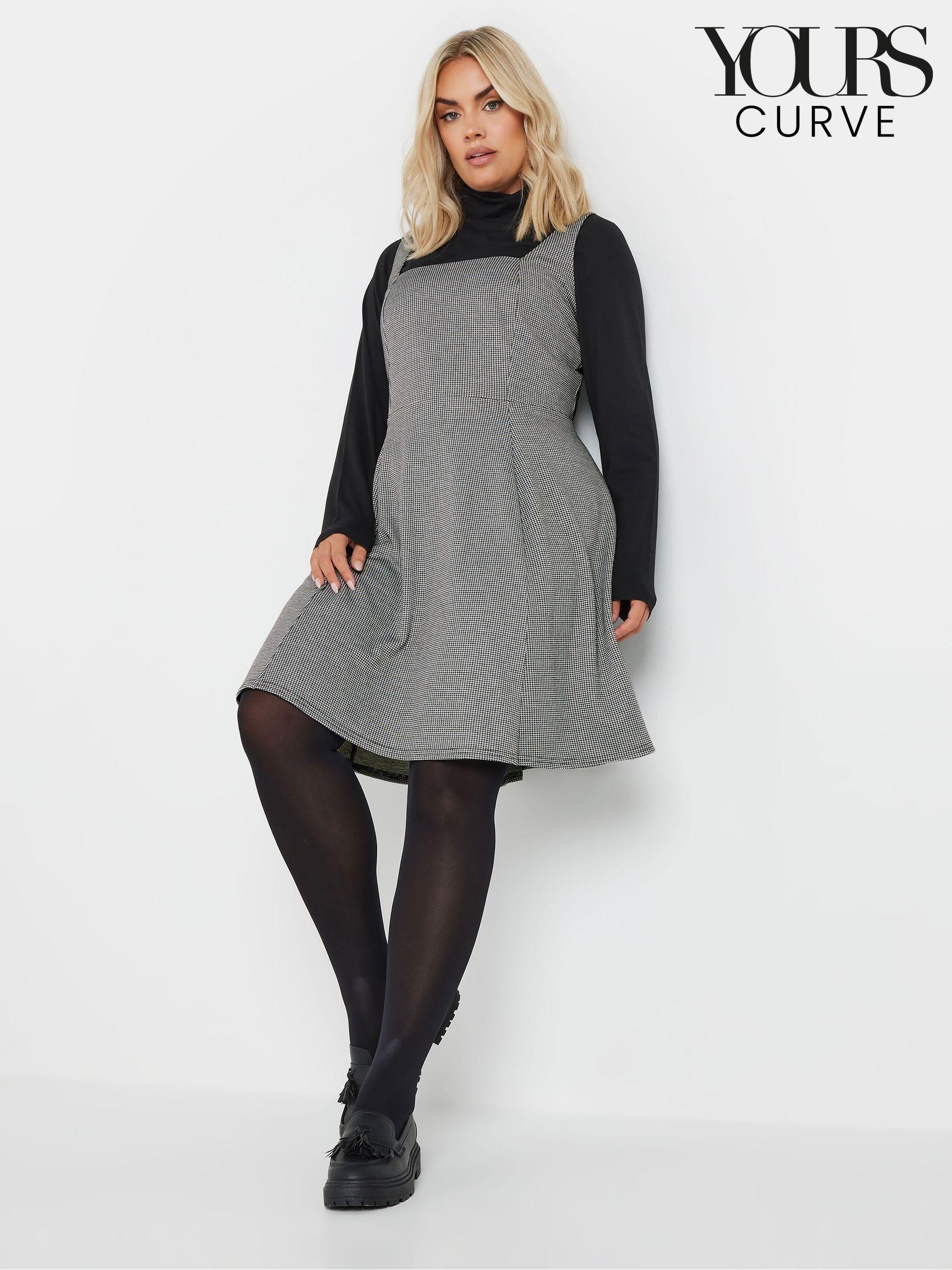 Black midi pinafore dress outlet