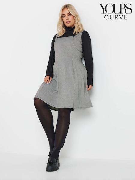 Yours Curve Black Pinafore Dogtooth Square Neck Dress (AK4512) | €43