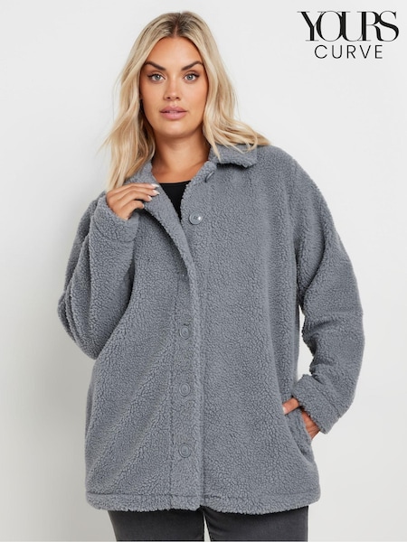 Gri - Jachetă din lână Yours Curve Borg Teddy (AK4526) | 231 LEI