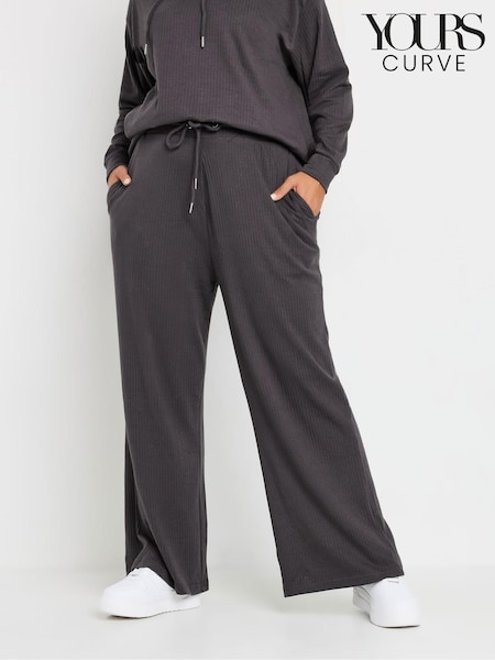 Yours Curve Grey Ribbed Wide Leg Joggers (AK4545) | €35