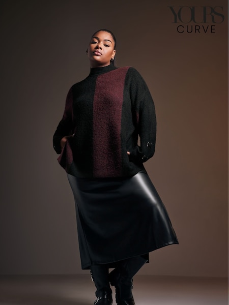 Yours Curve Purple Highneck Vertical Stripe Jumper (AK4567) | €47