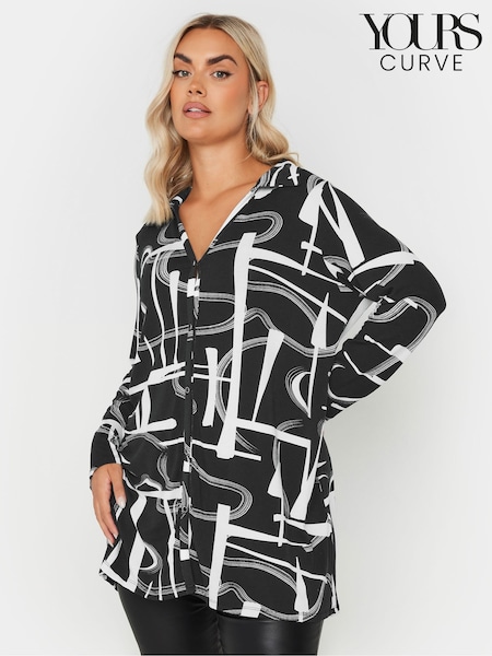 Yours Curve Black Long Sleeve Jersey Shirt (AK4580) | €38