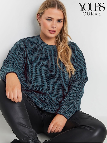 Yours Curve Blue Drop Shoulder Jumper (AK4587) | $42