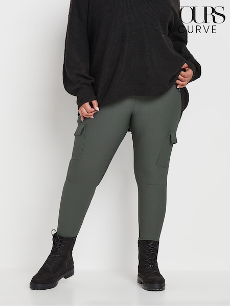 Yours Curve Grey Cargo Ribbed Leggings (AK4590) | $64