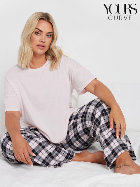 Yours Curve 100% Cotton Check Pyjamas Set (AK4592) | 231 LEI