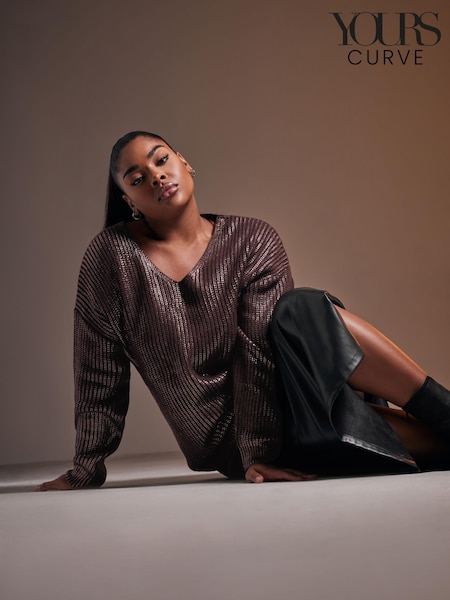 Пурпурный - Yours Curve Foil Knit Jumper (AK4599) | €26