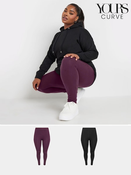 Yours Curve Black Ribbed Leggings 2 Pack (AK4610) | €43