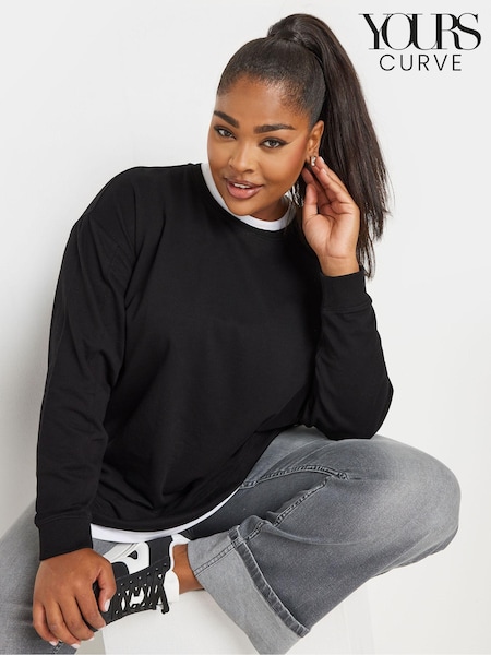 Yours Curve Black 100% Cotton 2 In 1 Jumper (AK4628) | €31