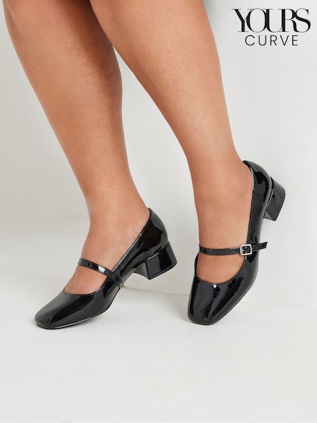Yours Curve Mary Jane Extra Wide Fit Patent Block Heels (AK4645) | ‏261 ر.س.‏