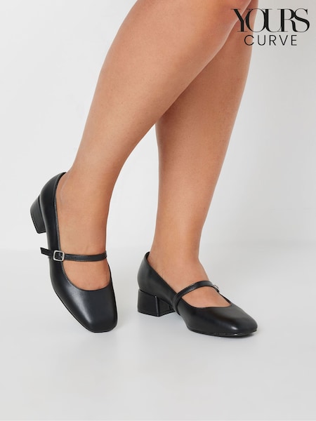 Yours Curve Extra Wide Fit PU Block Heel Mary Jane Shoes (AK4657) | ‏261 ر.س.‏