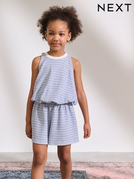 Blue Puffball Crochet 100% Cotton Top and Shorts Set (3-16yrs) (AK4724) | $28 - $38