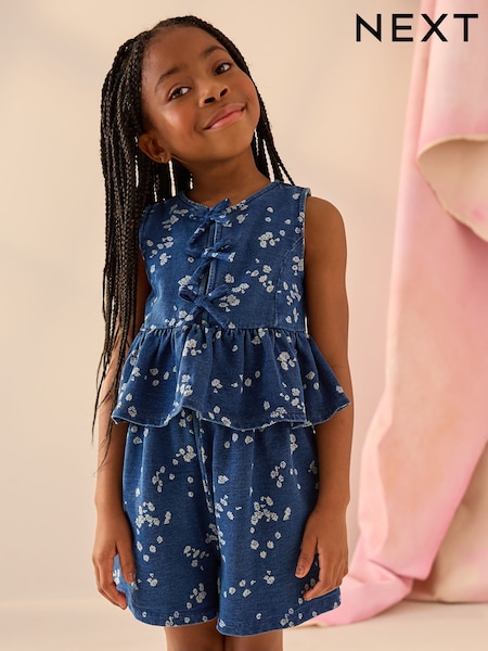 Blue Denim 100% Cotton Ditsy Floral Waistcoat Set (3-16yrs) (AK4727) | 782 UAH - 1,029 UAH